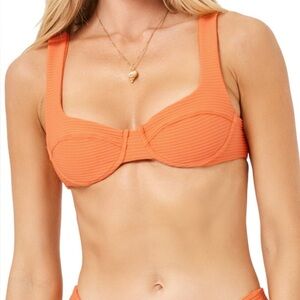 L*Space Nikita Orange Ribbed Bikini Top